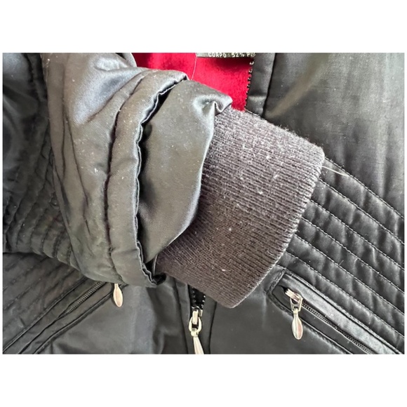 Harley-Davidson Medium Jacket with Real Fur Hood Trim Red Embroidered Back - Picture 14 of 15